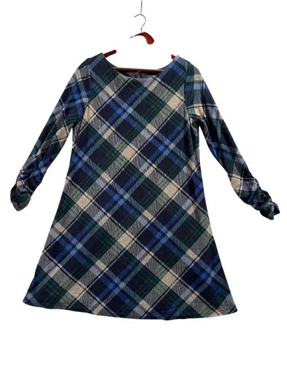J H Jessica Howard Women's Plaid Long-Sleeve Super-Soft Lined Large Dress